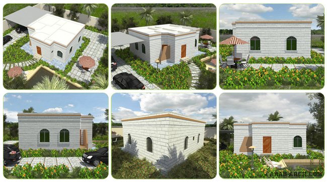 مخطط بيت صغير مساحة البناء 96 متر مربع Arab Arch