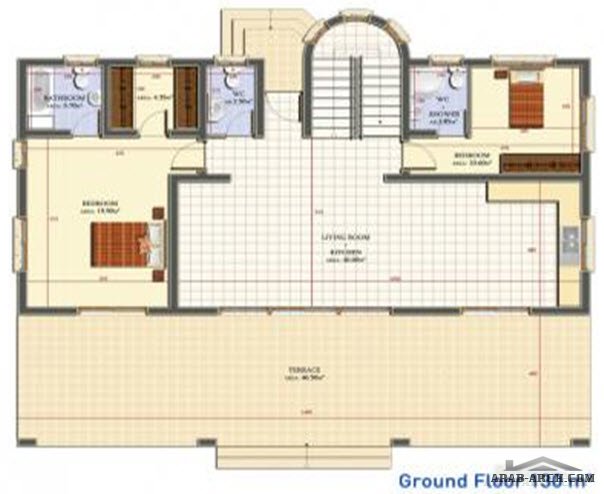 مخطط بيت دور واحد 130 متر مربع » arab arch