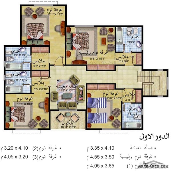 خريطة فيلا خليجى صغيرة المساحه طابقين الطابق 150 متر مربع » arab arch
