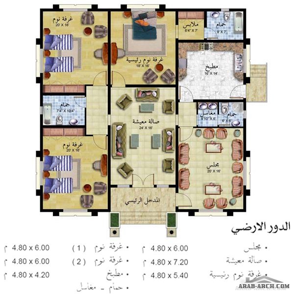 خريطة بيت دور واحد 248 متر مربع » arab arch