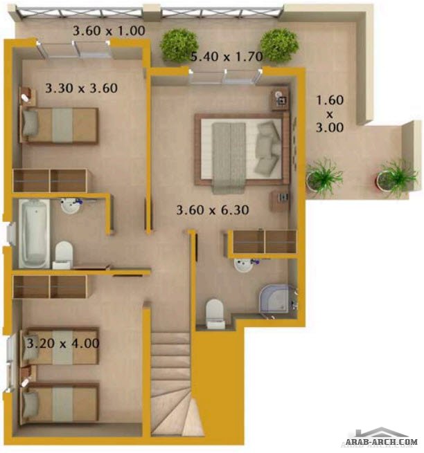 تفصىلة شقة مخططات منازل 130 متر مربع