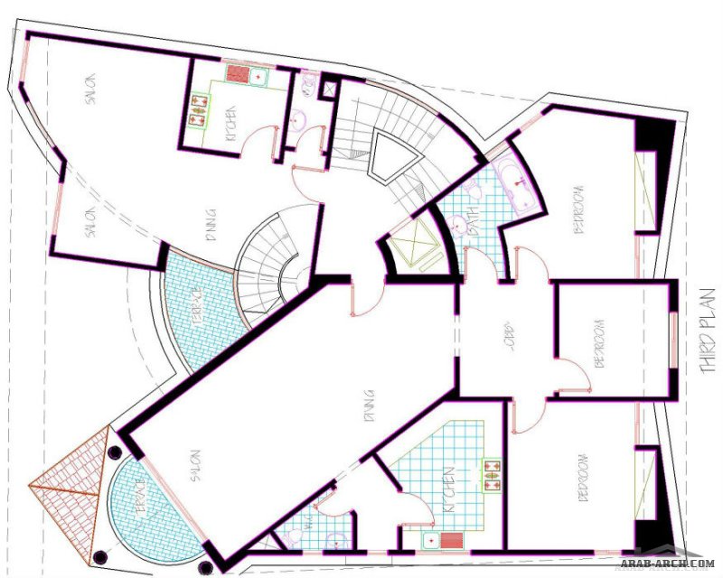 تصميم فيلا متعددة الطوابق - مبنى سكنى