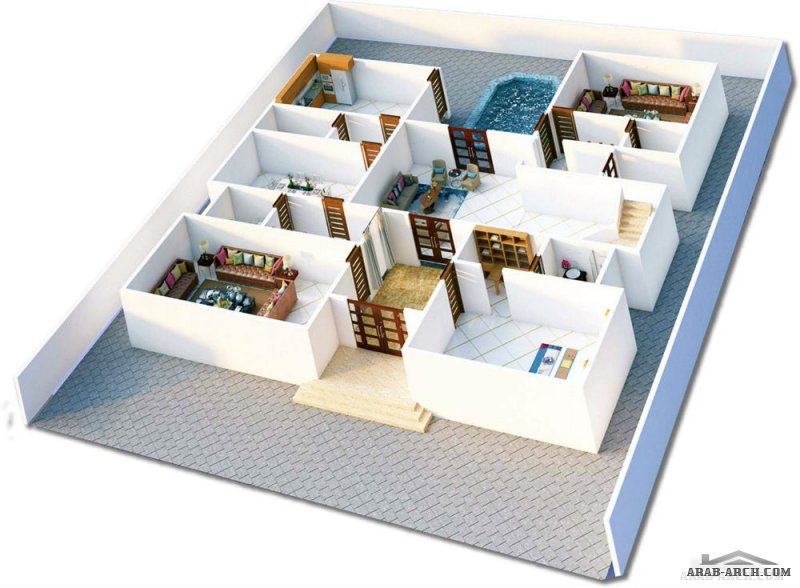  Modern Villa floor plans - Style Arabic   