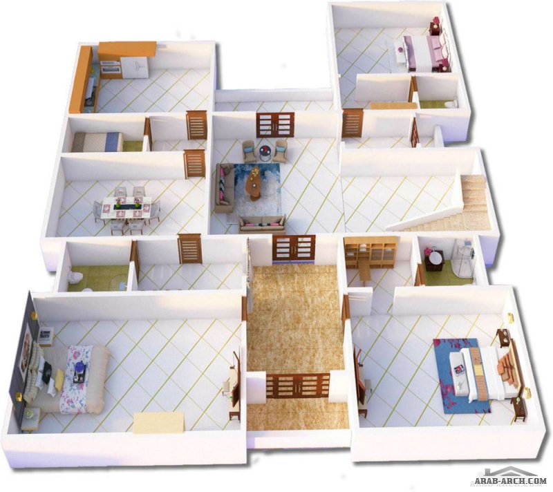  Modern Villa floor plans - Style Arabic   