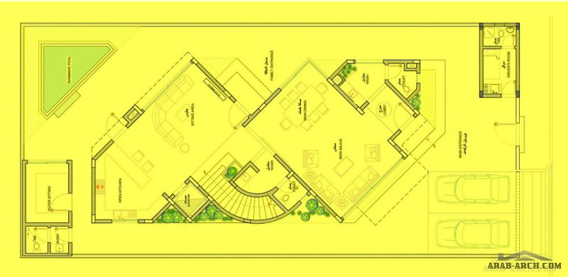 تصميم فيلا منازل جدة ساحة الارض 420 / m 2  مساحة مسطح البناء 435 / m 2