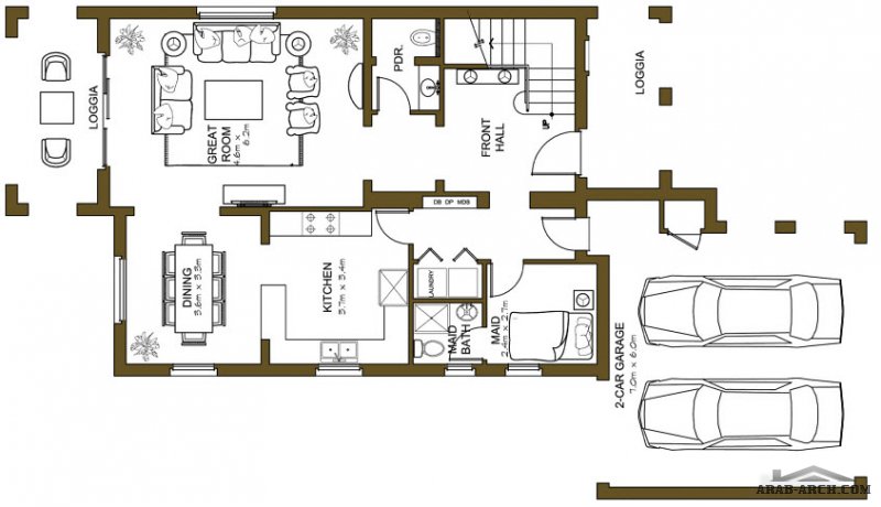  VILLA ARABIC FLOOR PLANS  FRONT  3 bedroom Total area: 293.9 Sq.m