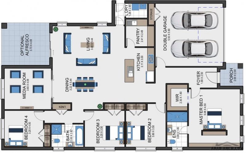 4 Bedrooms popular house floor plan