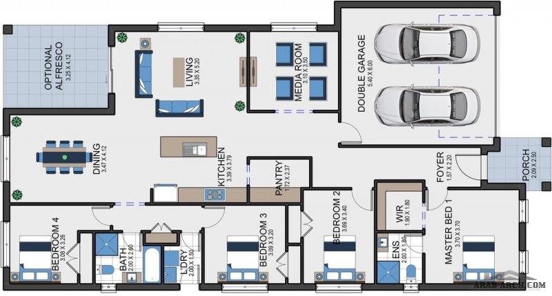4 Bedrooms popular house floor plan