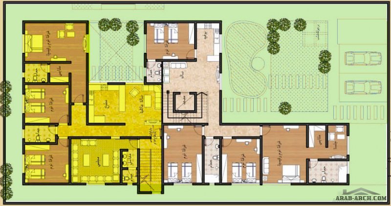 مخطط فيلا و  شقة مسروقة بالدور الثاني مساحة ٢٧٥ م٢ - م ياسر العبادي