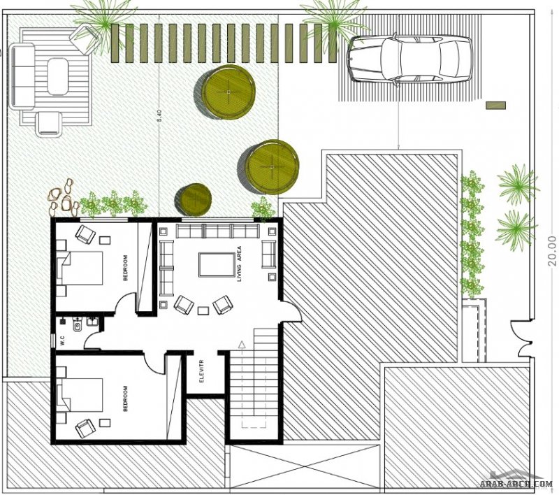مخطط فيلا دورين وملحق لمساحة أرض 20×22 من تصميم شركة عمار للمهندس / مقبل الواكد