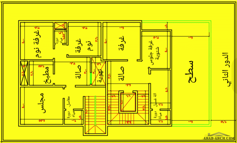 مخطط بيت فيلا سعودي   + شقق جانبية مساحة الارض 15* 25 متر