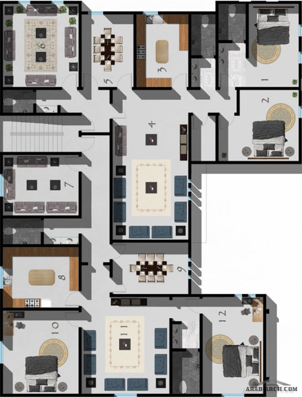 مخطط فيلا مودرن | Modern villa plan مكتب الحسن للاستشارات الهندسية 