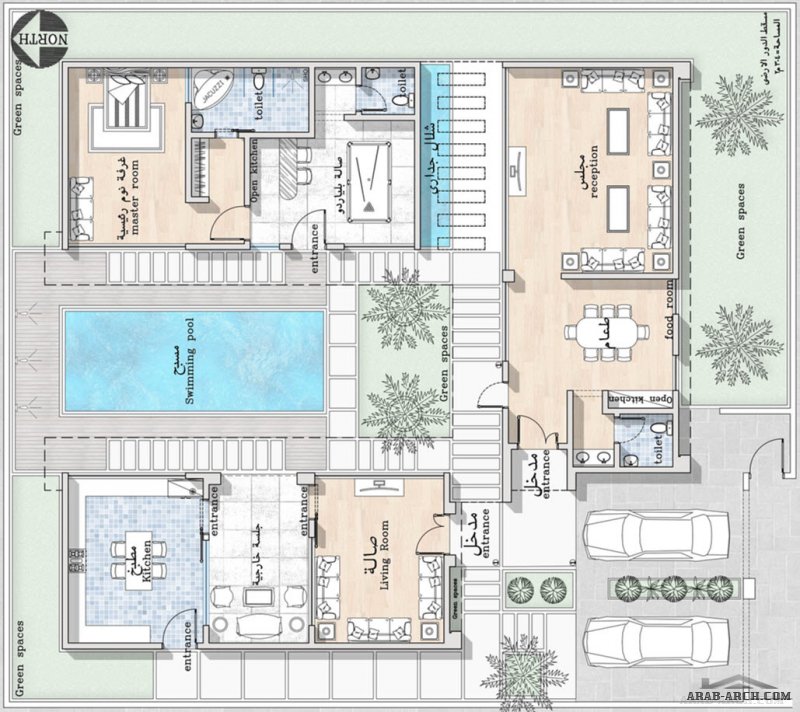 تصميم شاليه استراحة خاصة المدينة المنورة  مساحة الارض 304 متر مربع من اعمال مهندس م/ حسن محاصي 