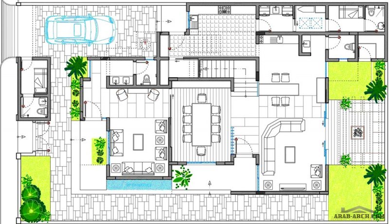 فيلا سكني التصميم النموذجي لمكتب الارين من المهندس محمد الغانم مساحة الأرض 375 متر مربع