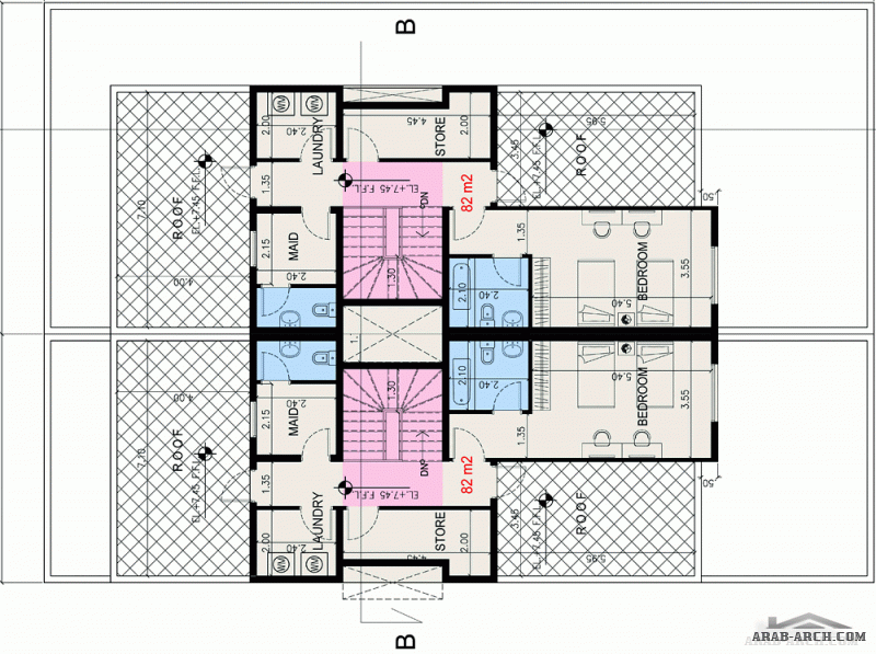 تاون هاوس مخطط الارض 25* 20 متر - 4 غرف نوم