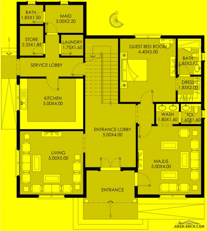 مخطط خليجي 5 غرف نوم 379 م2 - تصميم برنامج الشيخ زايد