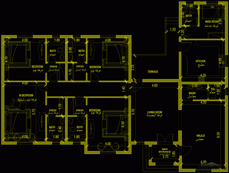 مخطط تقليدي طابق واحد غر x 16ف النوم 4 المساحة 240 متر مربع عدد الطوابق أرضي أبعاد البيت 21.80 م.20 م صمم بواسطة الرؤية المكتملة للاستشارات الهندسية 