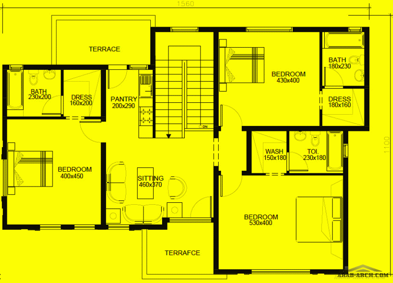 مخطط فيلا خليجي صغيرة المساحة غرف النوم 4 المساحة 276.29 متر مربع عدد 2 أبعاد البيت 15.60 م  10.50 م  صمم بواسطة المهندس الاماراتي للاستشارات الهندسي