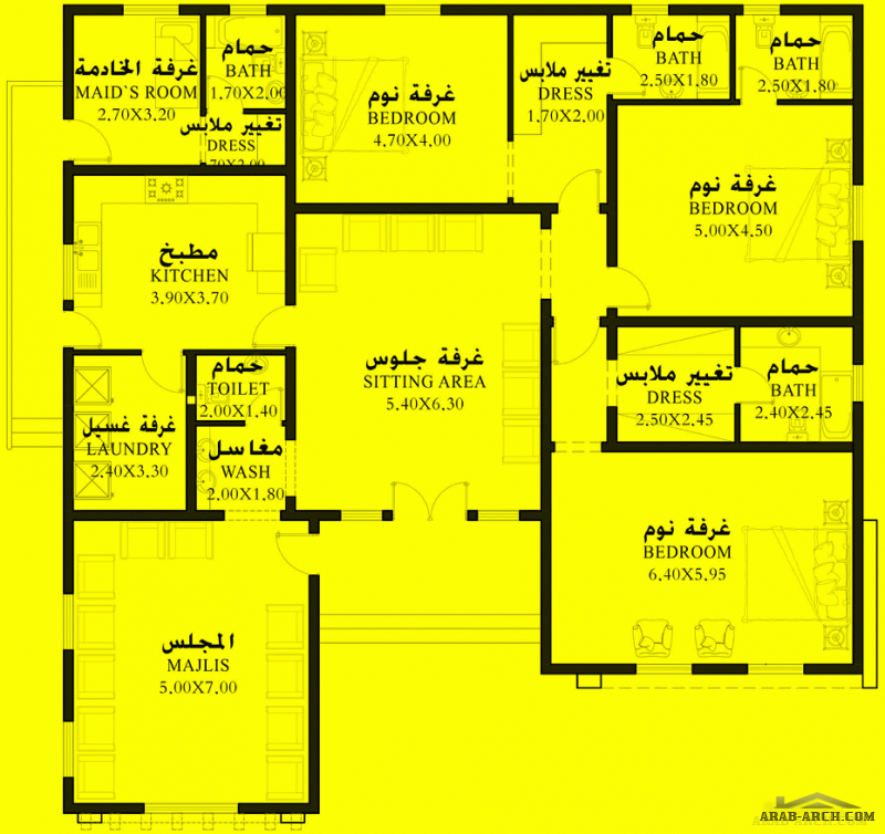 مخطط أرضي  غرف النوم 3 المساحة 244 متر مربع  أبعاد البيت 17.10 م x 16.90 م  صمم بواسطة إنماء للإستشارات الهندسية