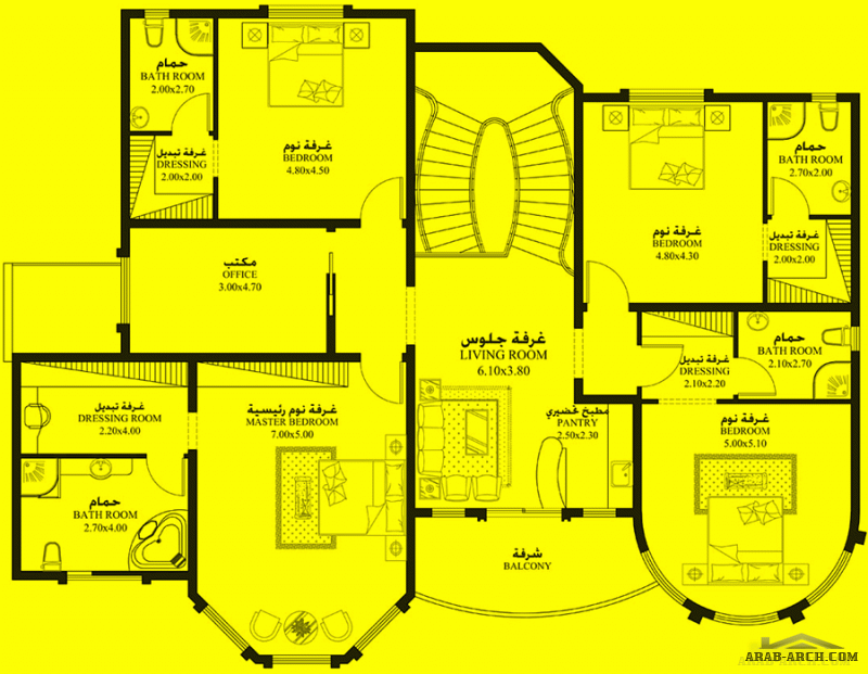 فيلا طابقين 5 غرف نوم خليجي  أبعاد البيت 20.20 م x 15.95 م  صمم بواسطة إعمار الإمارات للاستشارات الهندسية