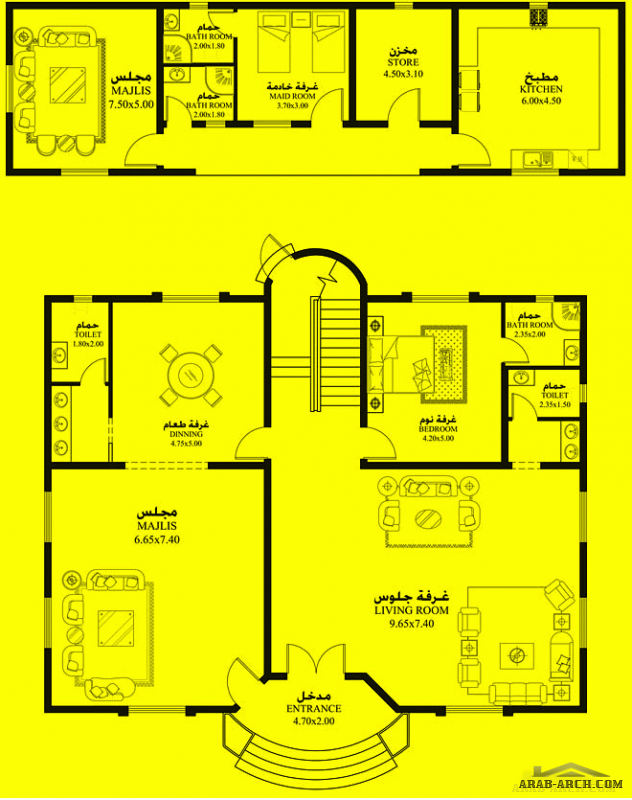 فيلا غرف النوم 5 المساحة 567 متر مربع عدد الطوابق أرضي - أول أبعاد البيت 16.90 م x 16.90 م  صمم بواسطة كونكورد للاستشارات الهندسية