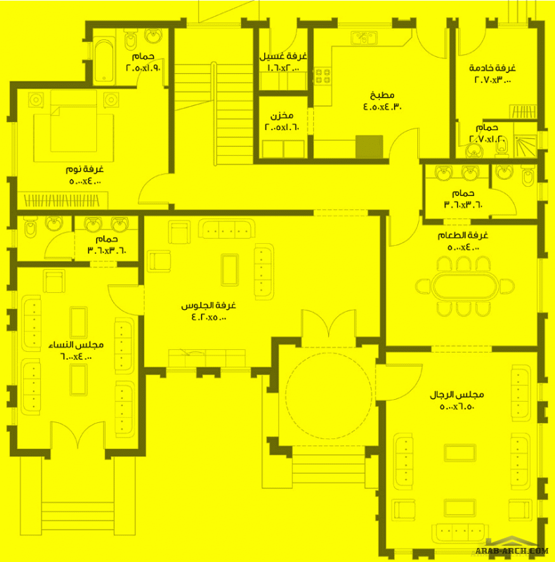 مخطط فيلا غرف النوم 5 المساحة 475 متر مربع عدد الطوابق 2 أبعاد البيت 17.82 م x 17.90 م  صمم بواسطة برنامج الشيخ زايد للإسكان