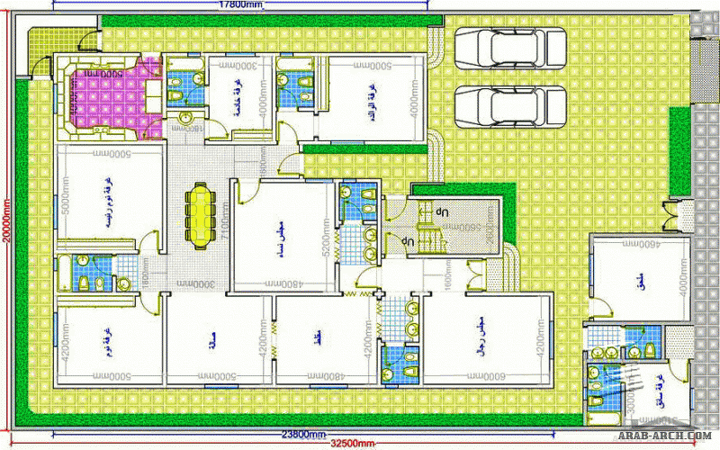مخطط بيت أرضي سعودي  ابعاد المساحة 32.5 متر * 20 متر
