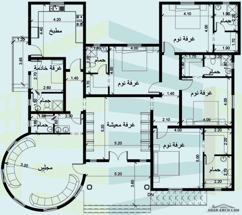 مخطط عصري بيت غرف النوم 4 المساحة 256.30 متر مربع عدد الطوابق أرضي أبعاد البيت 19.20 م x 17.50 م  ارتفاع السقف 8.00 متر