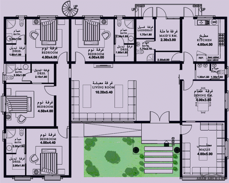 مخطط مسكن  ارضي غرف النوم 4 المساحة 283.90 م  تر مربع  20.90 م x 15.10 م  صمم بواسطة الاستثمار للاستشارات الهندسية