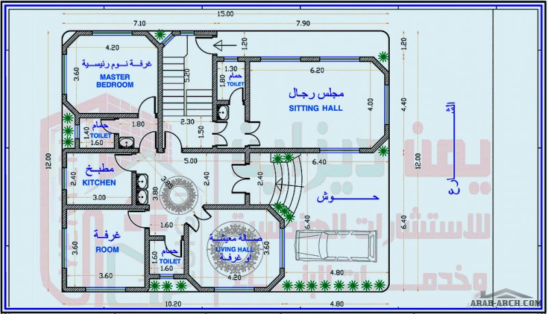 مخطط ارضي دور وتكرر مساحة البناء 132 متر مربع مكتب يمن ديزاين Designs