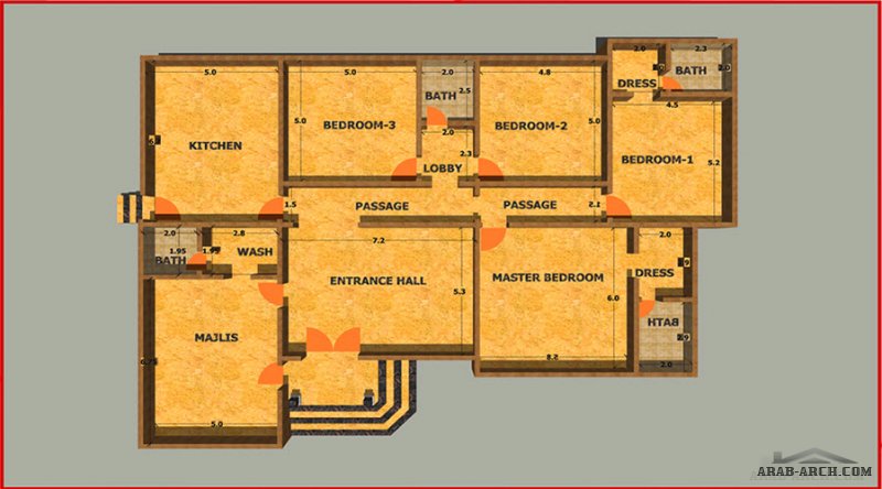 مخطط أرضي غرف النوم 4 المساحة 313 متر مربع  أبعاد  22.50 م x 16.20 م  صمم بواسطة الرايه للاستشارات الهندسيه