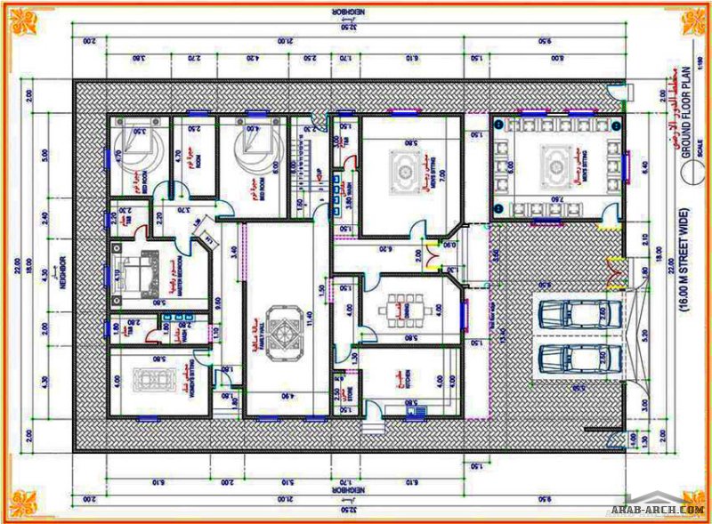 مخطط فيلا سكنية في العاصمة اليمنية مساحة الارض 715 متر مربع من اعمال المرقب للأستشارات الهندسيه