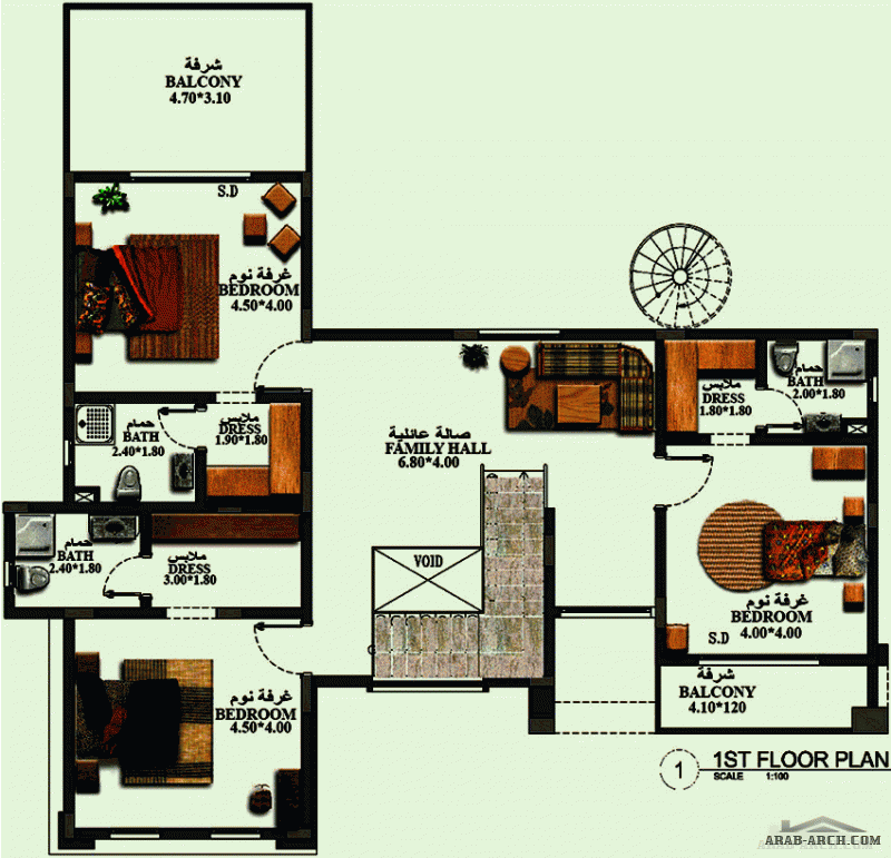 مخطط راءع فلة 4 غرف نوم  مساحة 294 متر مربع  -  16.10 م x 15.80 م  صمم بواسطة أركان العمارة للإستشارات الهندسية