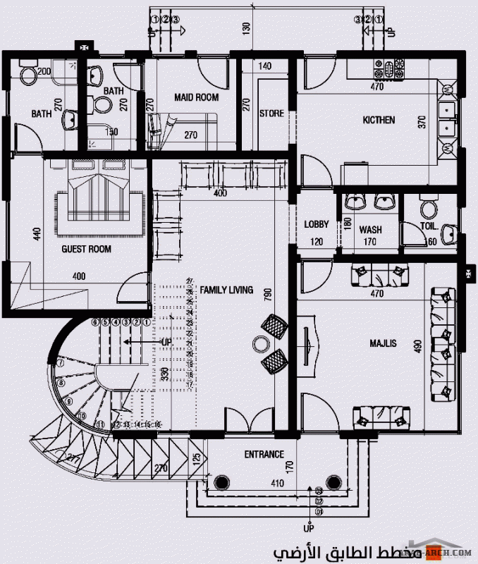 خريطة فيلا طابقين 5 غرف نوم  ابعاد 13.20 م x 10.40 م   صمم بواسطة الرؤية المتكاملة للاستشارات الهندسية