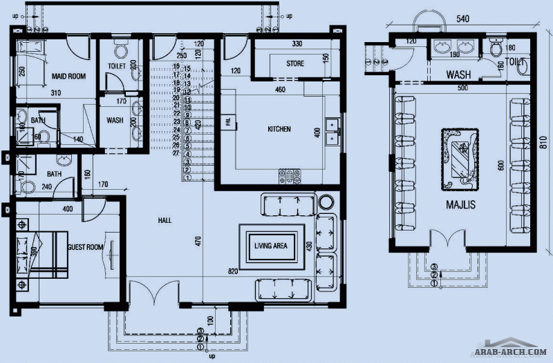 مخطط فيلا 4 غرف نوم مع مجلس خارجي  صمم بواسطة الرؤية المتكاملة للاستشارات الهندسية