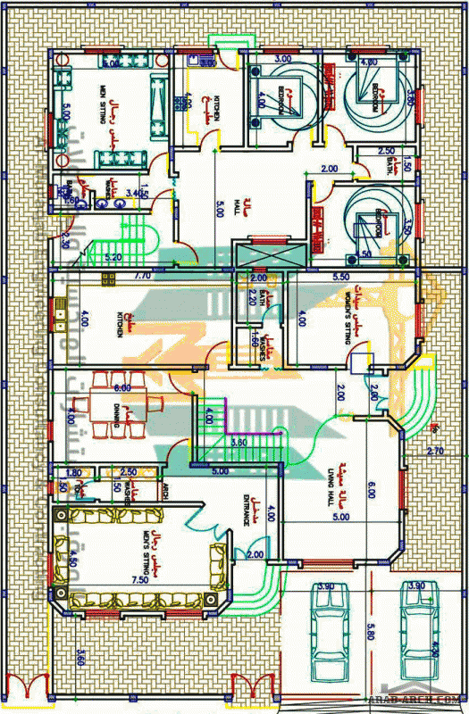 مخطط فيلا 600 م2 فيلا و شقق خلفية من اعمال مكتب المرقب للأستشارات الهندسية والمقاولات