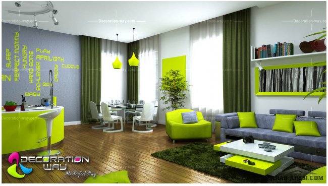 تصميم غرفه باللون الاخضر من decoration-way