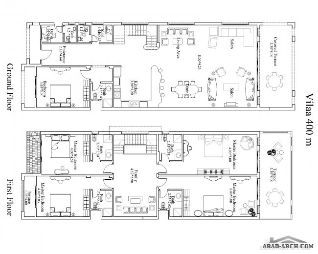 مخطط فيلا لافستا السخنه 5 غرف + 6 حمام 320 متر مربع