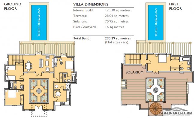 بيوت مغربية حديثه + مخطط الادوار مشروع The Fairways Riad Villas