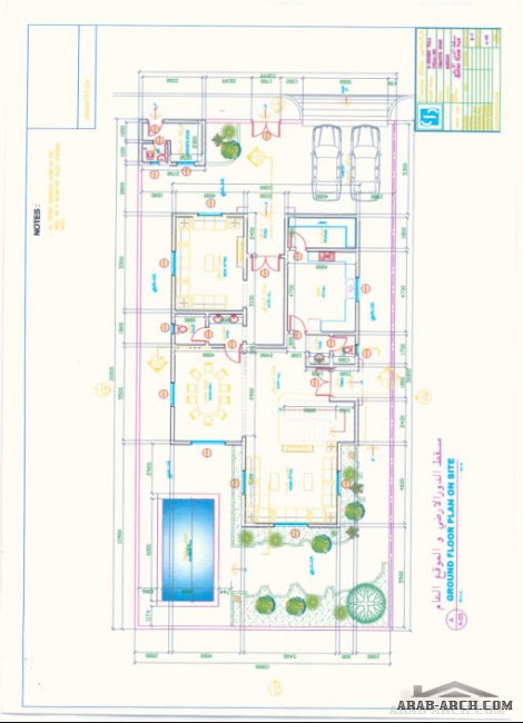 مخطط فيلا بيوت الغربية +الخرائط مساحه الارض 450 متر مربع