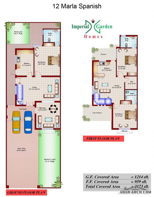Marla Spanish villa +floor plans