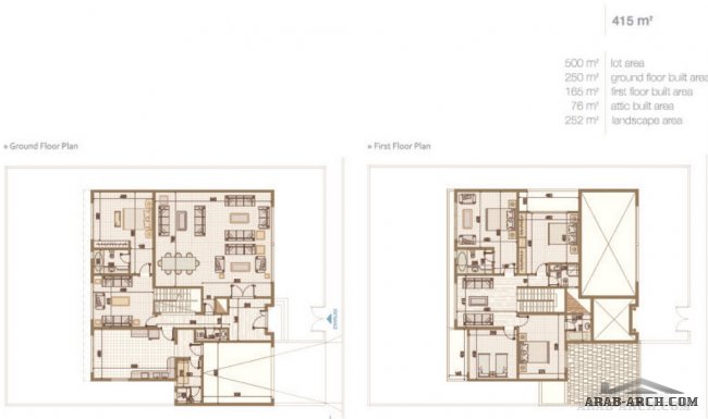 فيلا + خريطة الارض 245 m2 ground floor built area