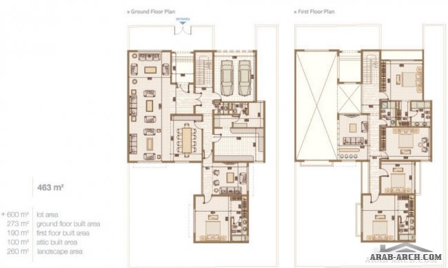 فيلا + المخطط  283 m2 ground floor built area