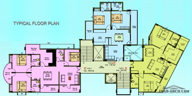 مخطط عمارة سكنية  + واجهه + بلانات 3d