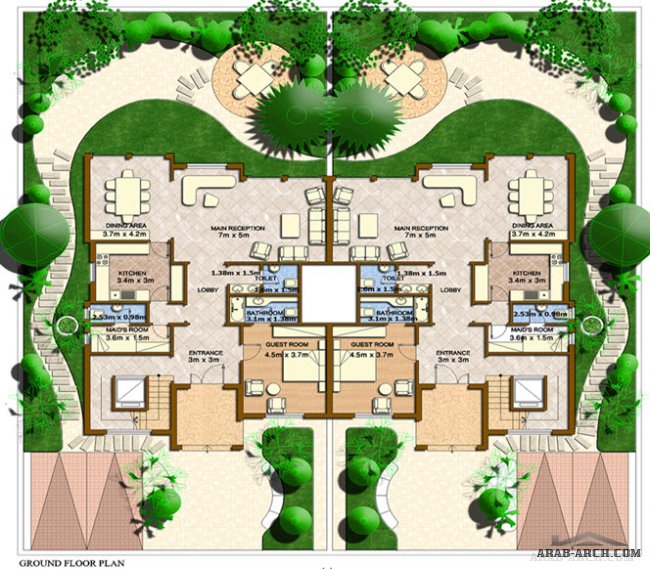 خرائط فيلات اسكان بجسكو  التجمع الخامس Villa Serena Heights Project - Town House Type A