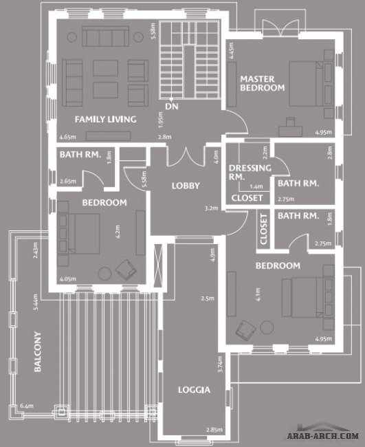 خرائط فيلات المروج - فلل نوع 3 أ 3/4 غرف  492 متر مربع