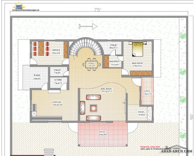 Duplex House Plan and Elevation - 4217 Sq. Ft. 