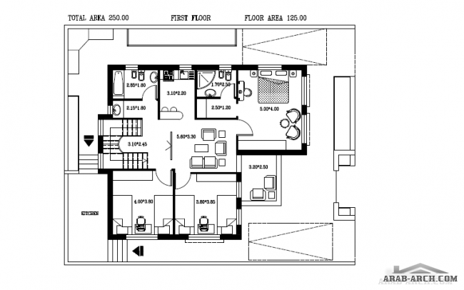 مخطط فلل - مجمع النور للفلل السكنية - مساحه الدور 125 متر مربع