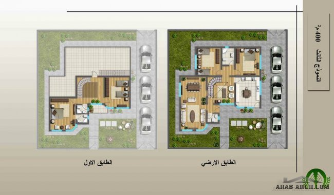مخطط نموذج دار 400 متر مربع - مجمع الزهراء السكني الاستثماري  فى الديوانية