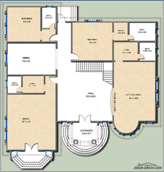 مخطط فيلا استايل تقليدى من المسكن للاستشارات الهندسية - المساحه الكلية 780.65 متر مربع